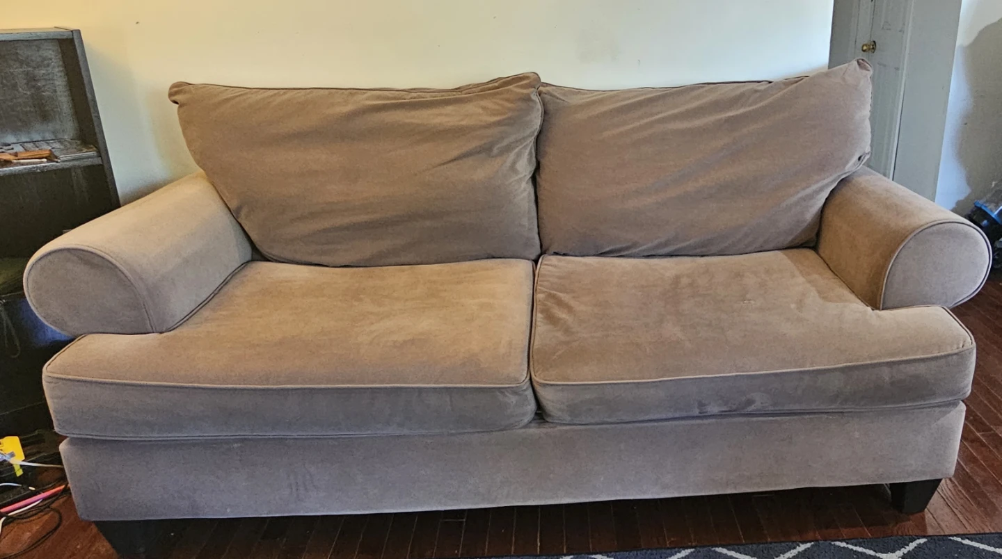 Sofa with blue couch cover