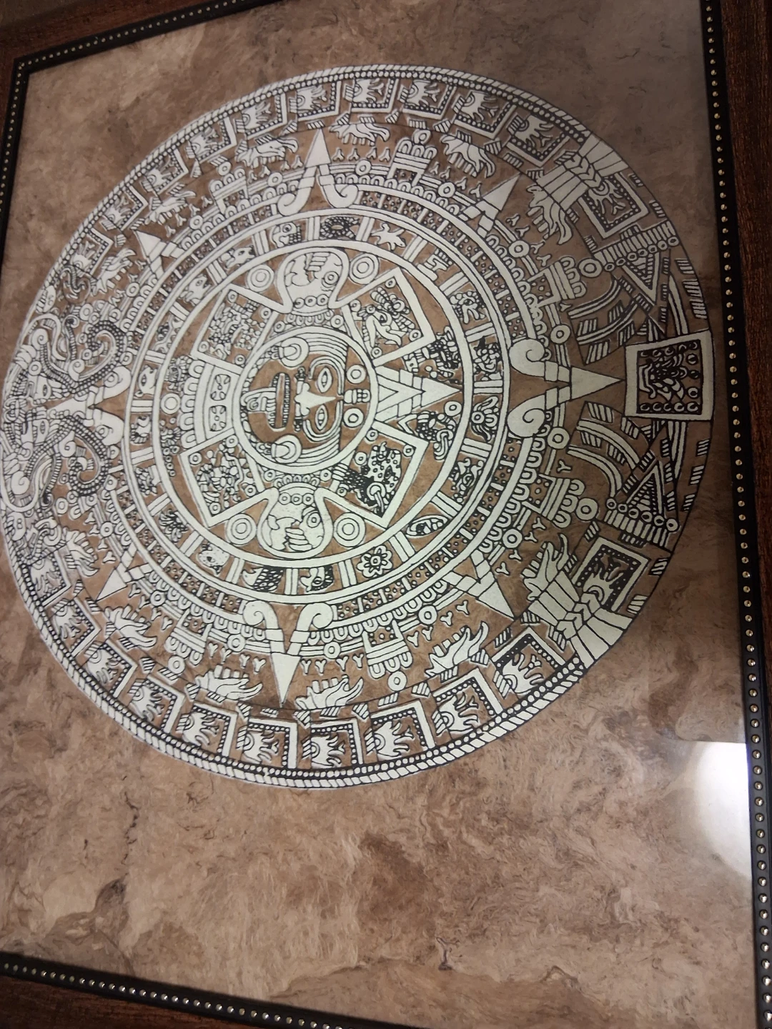 Framed Aztec Sun Stone Wall Art - photo 3