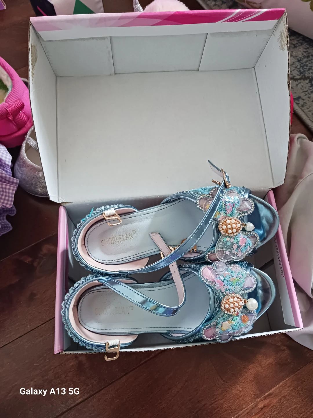 Shorlelar Blue Glitter Kids Sandals Size 29