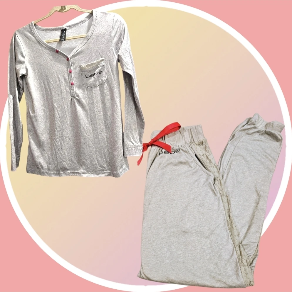 Bebe Henley Top, Matching Joggers w Side Lace Accent  & Pockets - photo 4