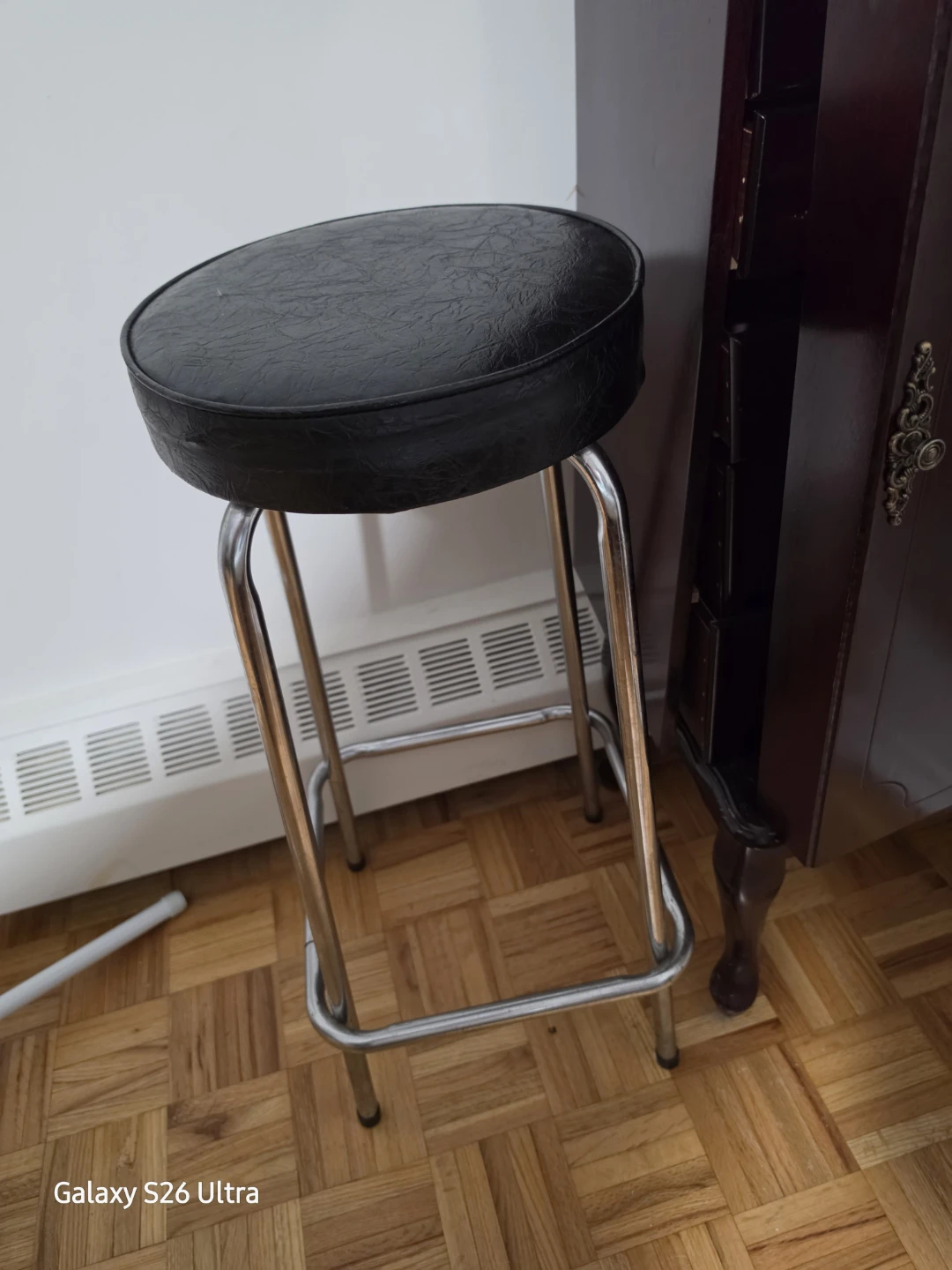 Vintage Black Vinyl Bar Stool