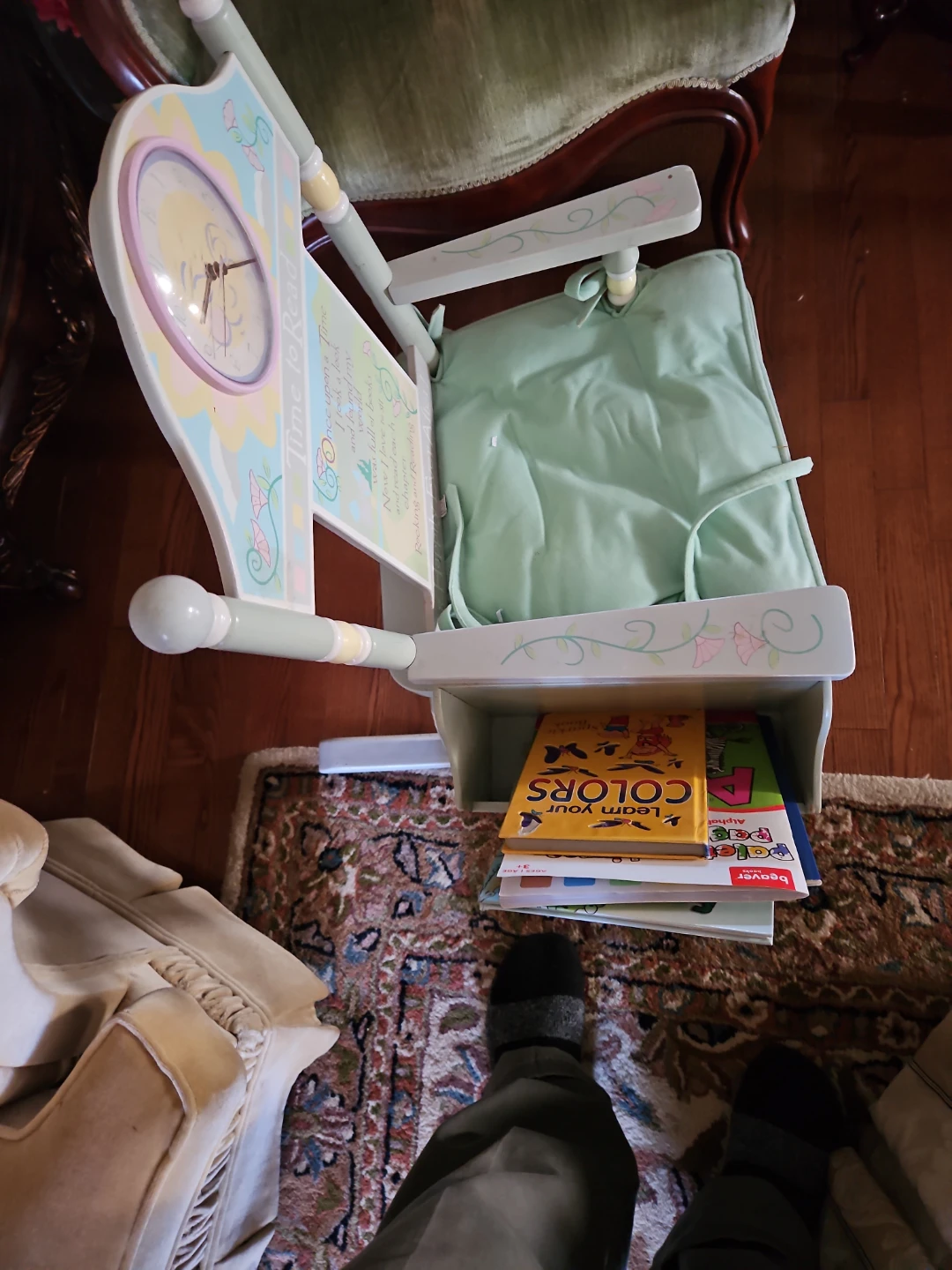 Children's wooden rocking chair with book storage - photo 2