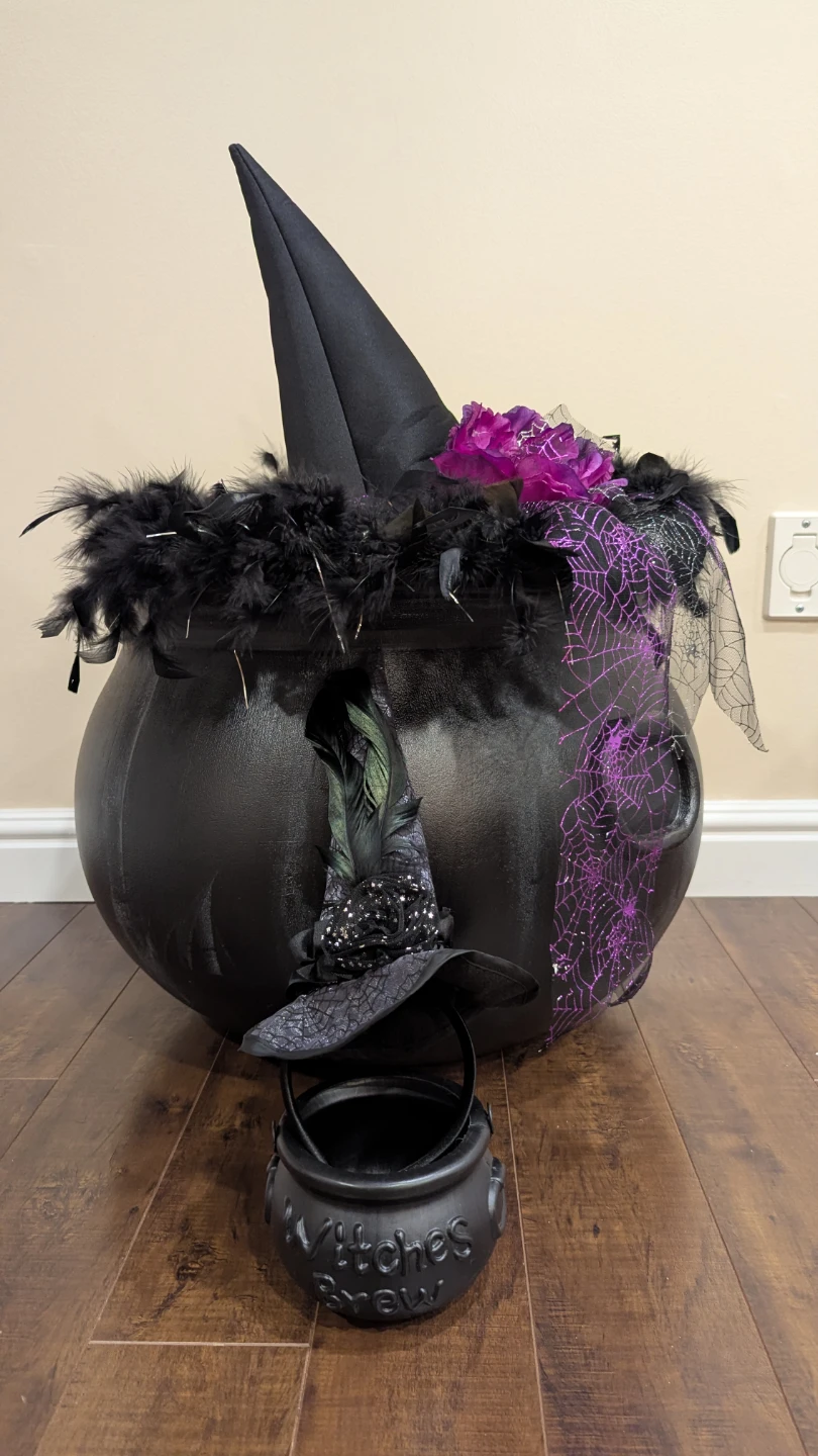 Large Halloween Witch Cauldron with Mini Cauldron Accessory