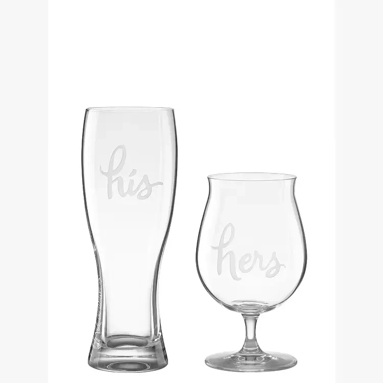 NEW Kate Spade - Two Of A Kind His And Hers Beer Glasses - photo 2
