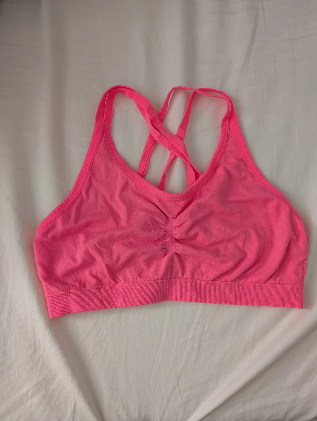 Pink Athletic Sports Bra no pads comfortable 23"