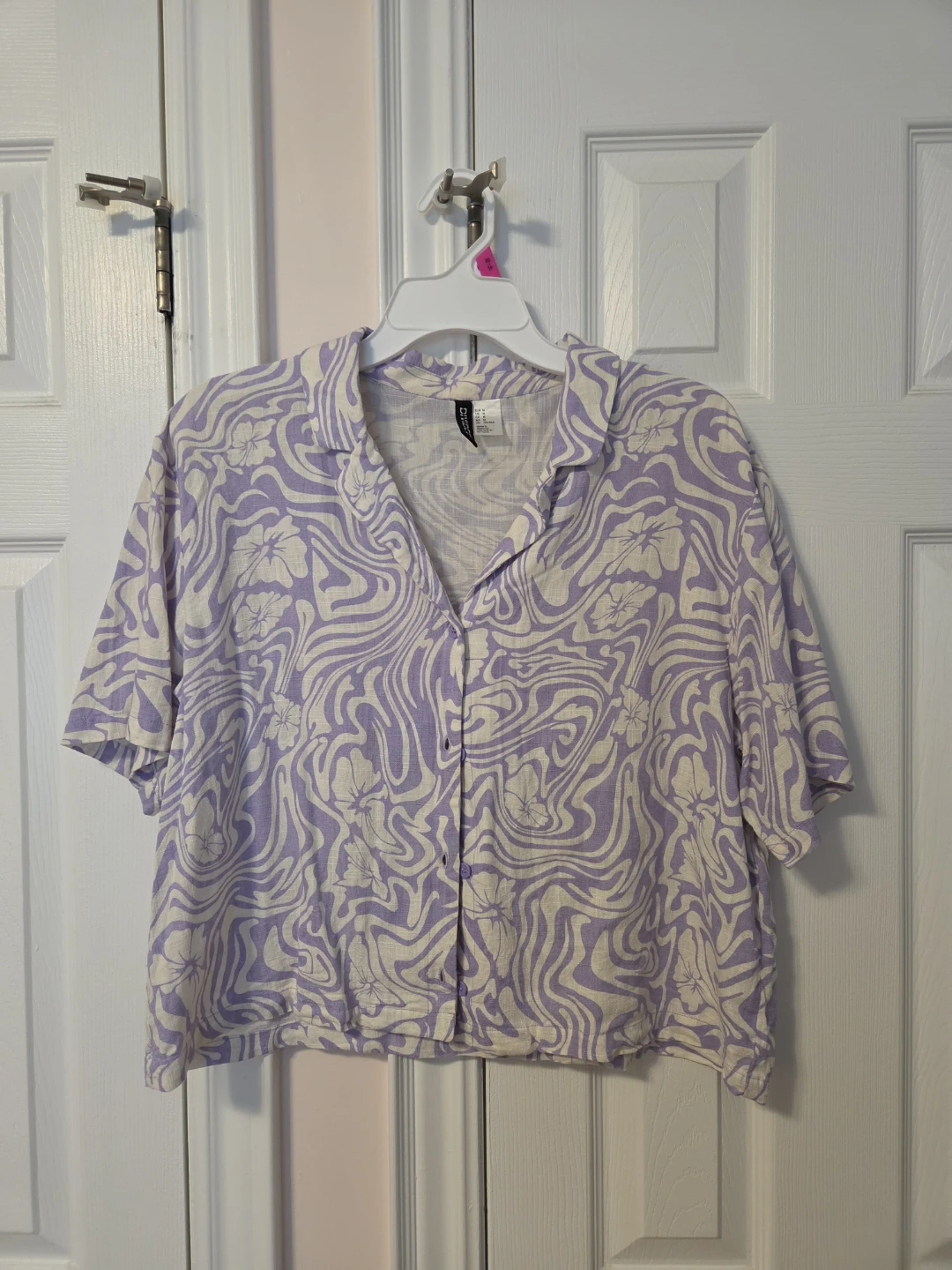 Purple Floral Swirl Button-Up Shirt