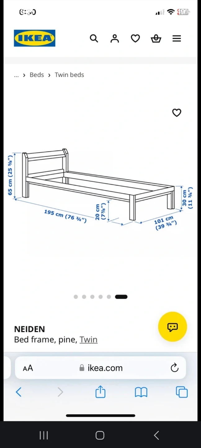 IKEA NEIDEN Twin Bed Frame - Pine - photo 2