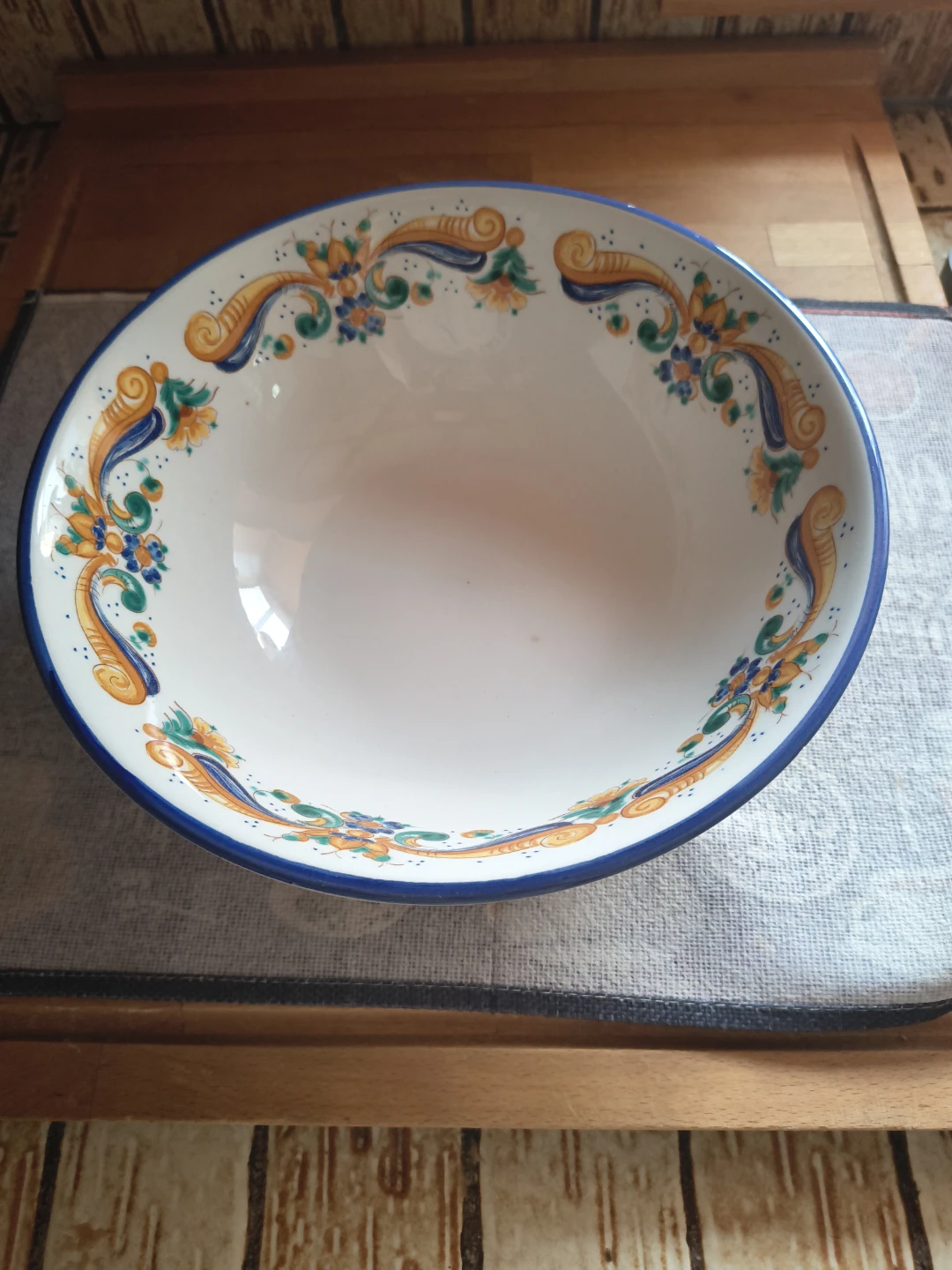 Italian Ceramic Serving Bowl with Floral Pattern