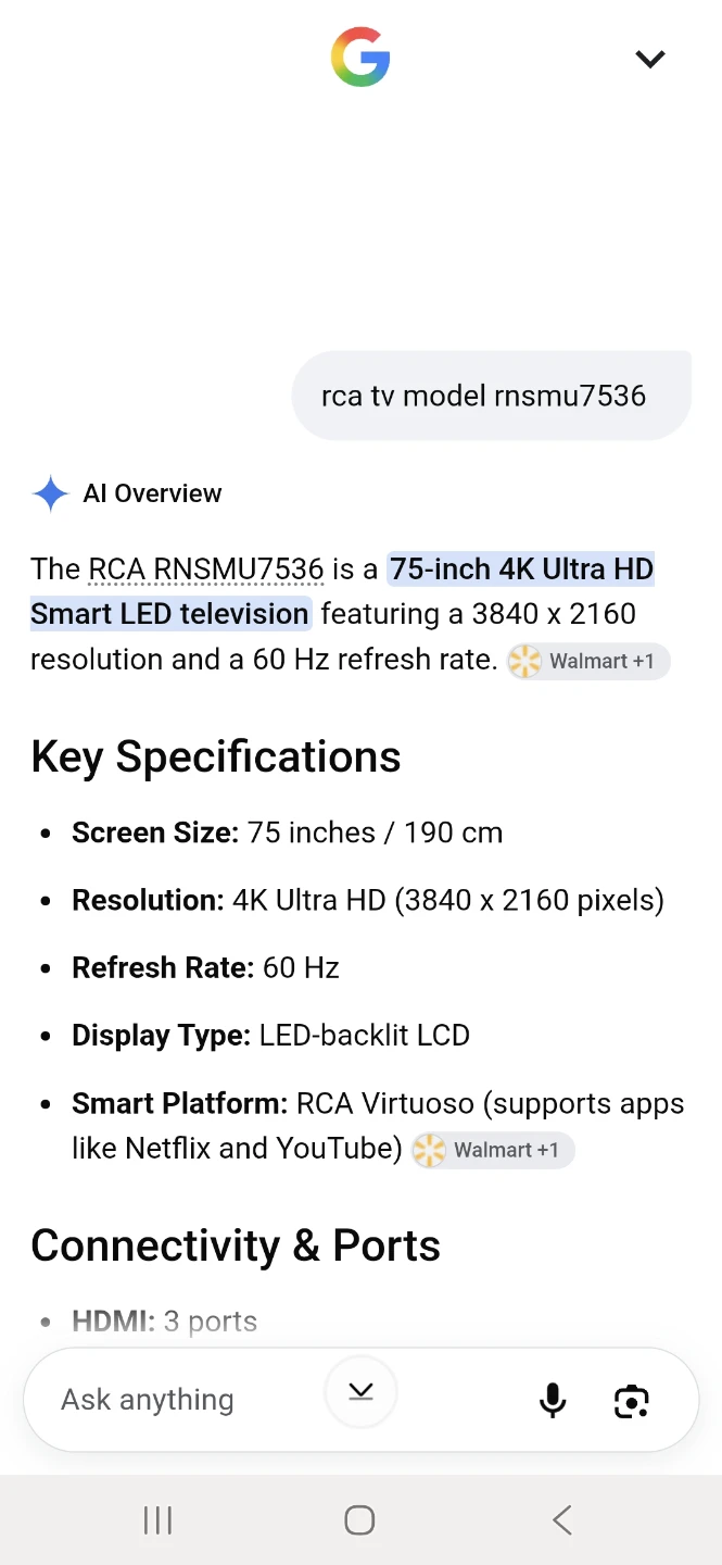 RCA 75-inch 4K Ultra HD Smart LED TV - photo 2