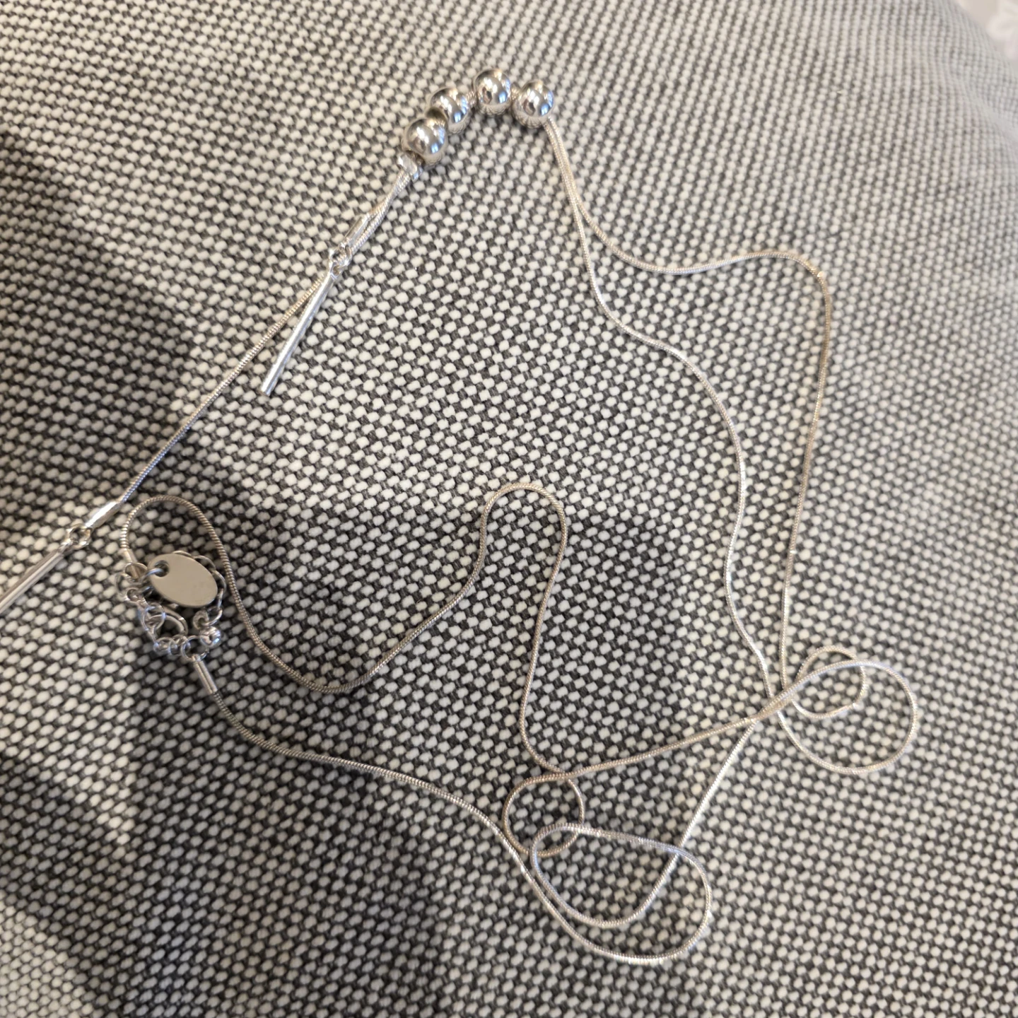 Silver-tone Necklace with Beaded Accent