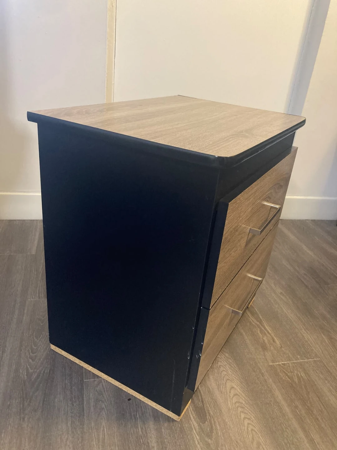 Two-drawer nightstand with wood-grain finish - photo 4