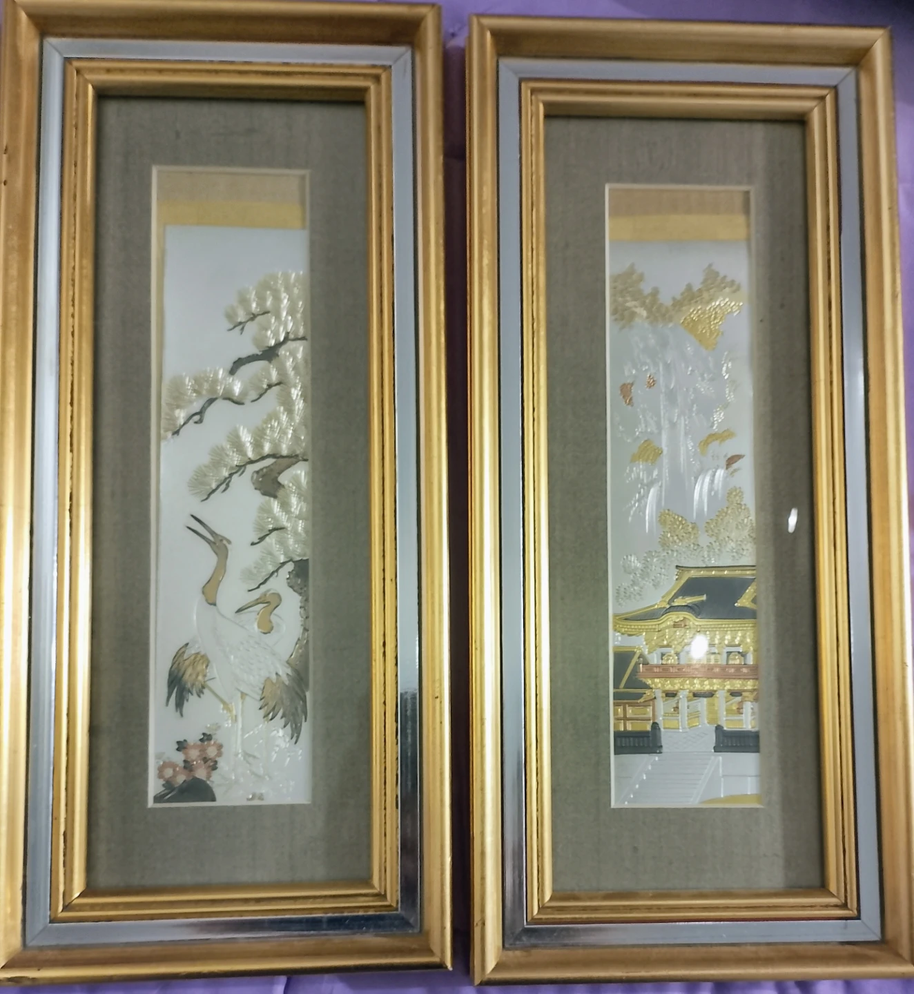 Set of Two Framed Oriental Art Pieces