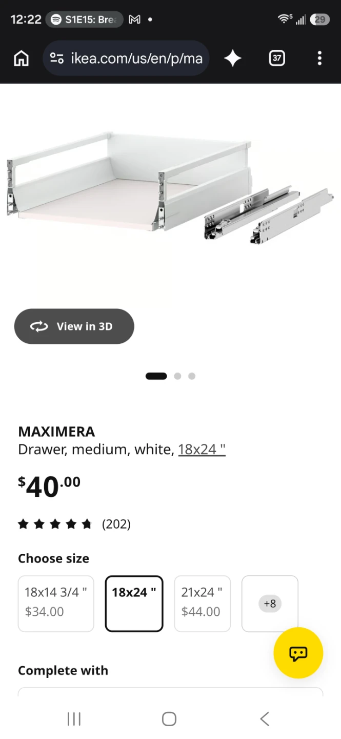 IKEA MAXIMERA drawer, white, 18x24 🏈