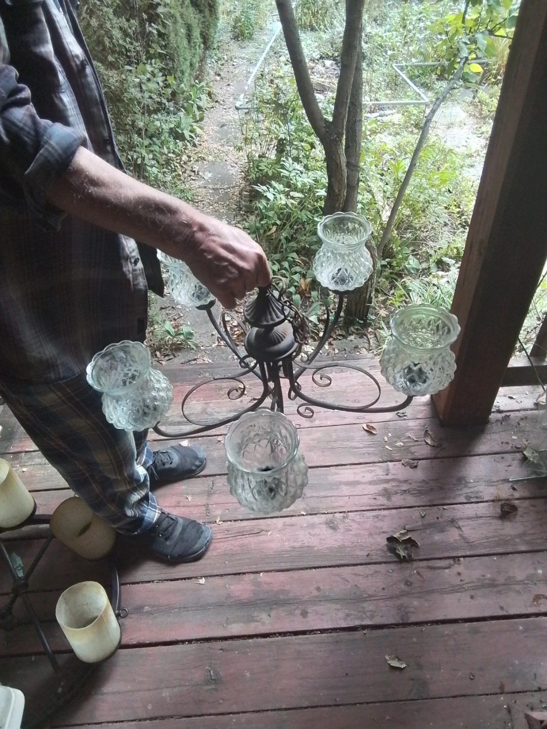 Vintage 5-Light Wrought Iron Chandelier