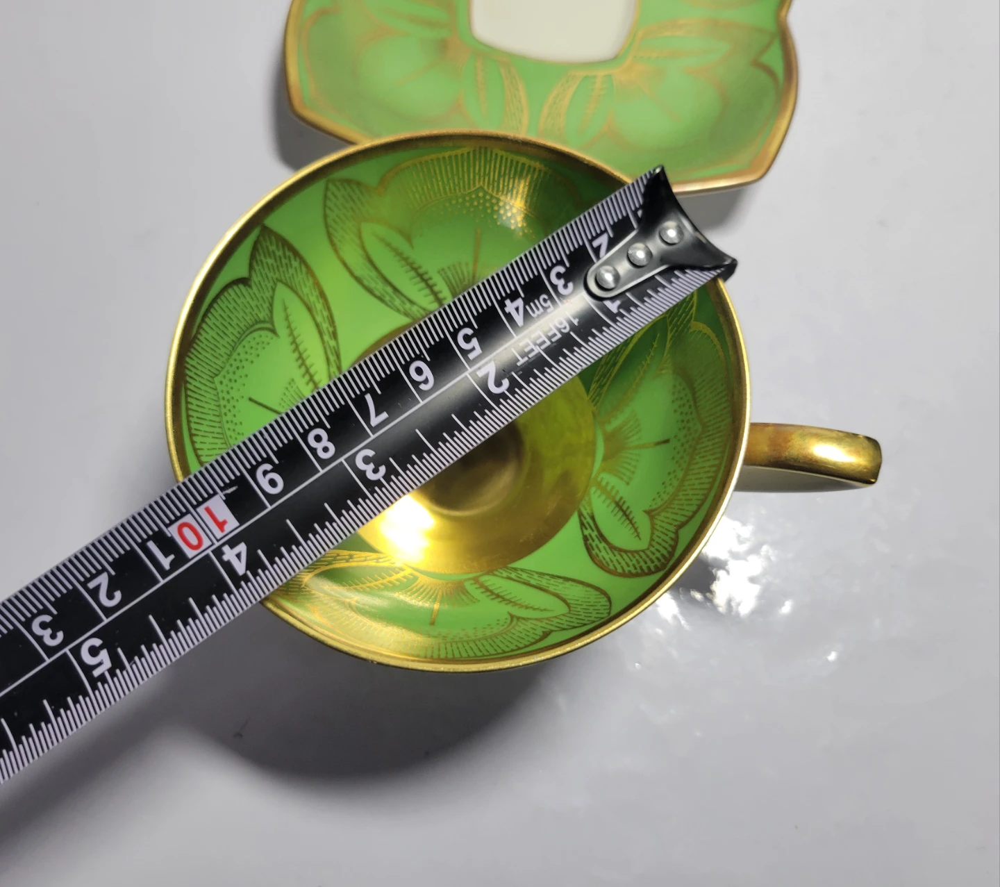 Vintage Green and Gold Teacup Set - photo 5