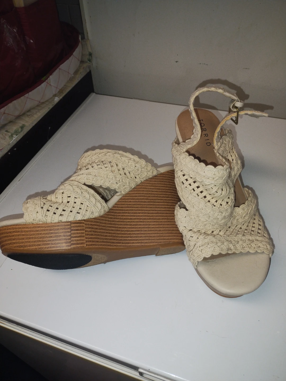 Torrid Woven Cream Wedge Sandals - photo 2