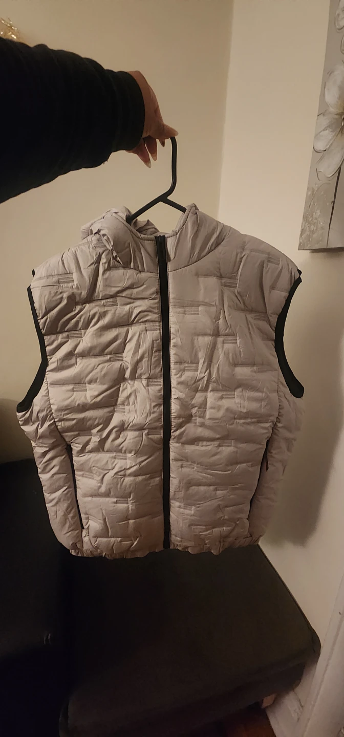Men's Light Gray Padded Hooded Vest - photo 2