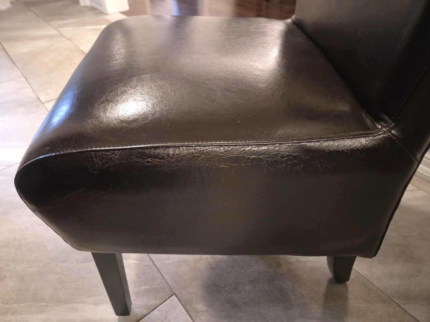 Set of 2 Dark Brown Bonded Leather Dining Chairs - photo 2