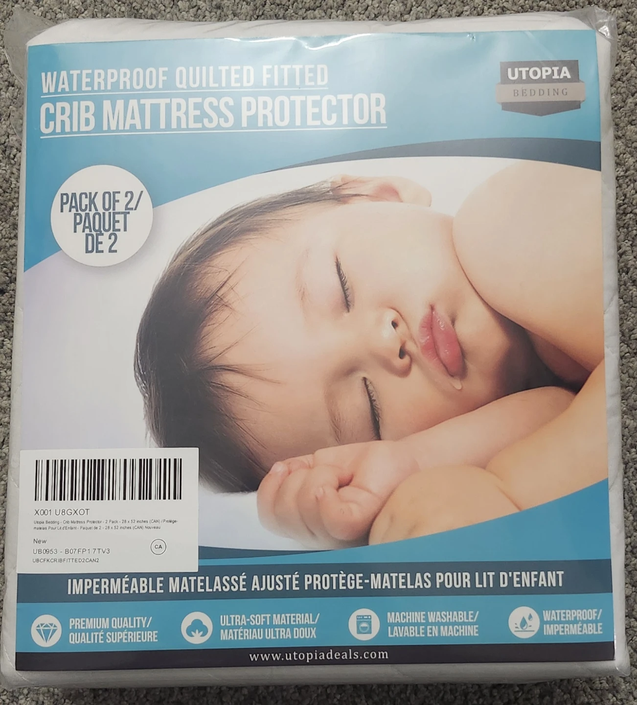 Utopia Bedding Waterproof Quilted Crib Mattress Protector 2-Pack