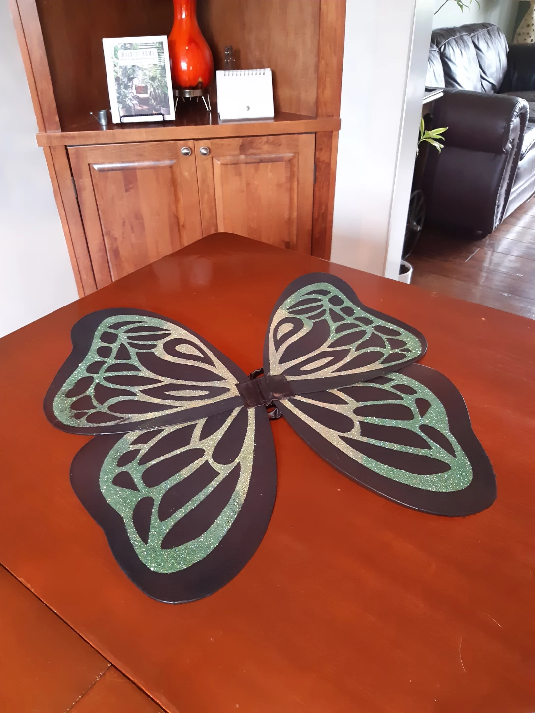 Green Glittery sheer fairy Wings Halloween costume accessory - photo 2