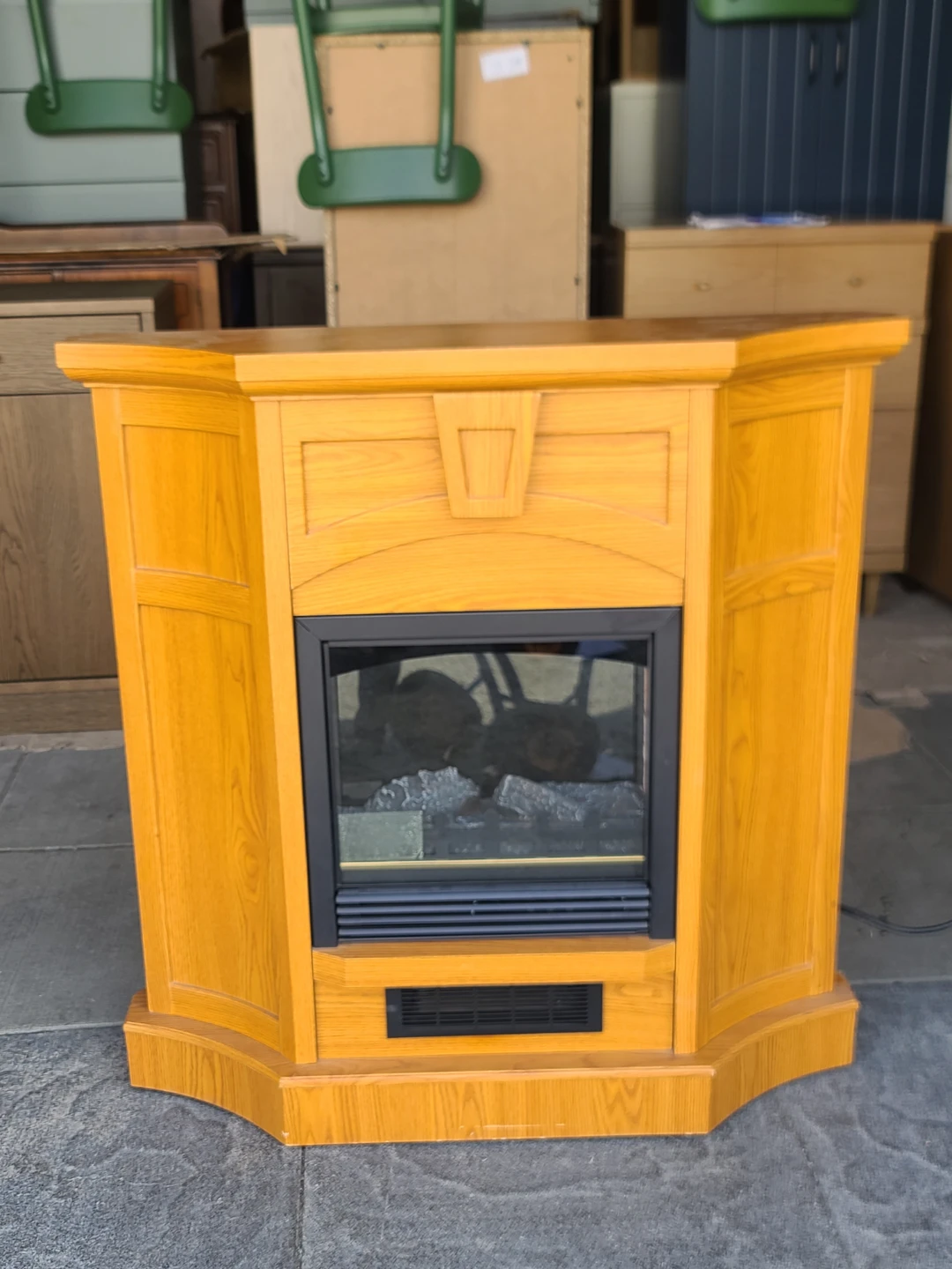 Oak-Style Electric Fireplace Mantel- Traditional Wood Finish
