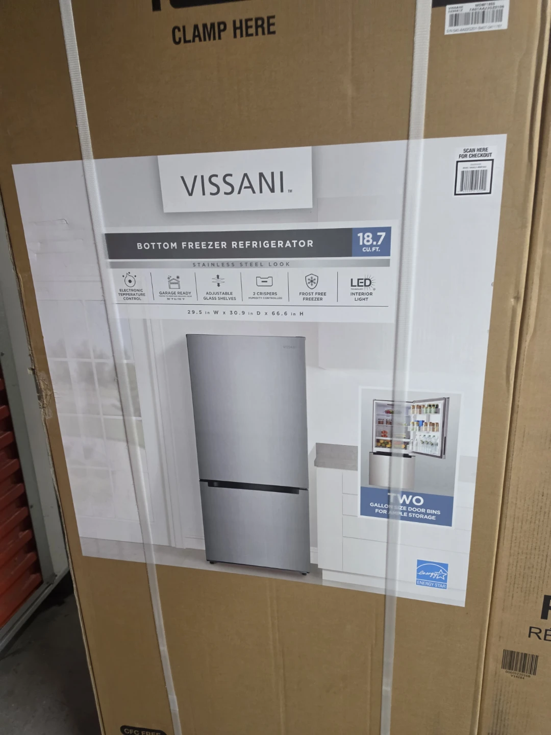 New VISSANI 30in wide Bottom Freezer Refrigerator