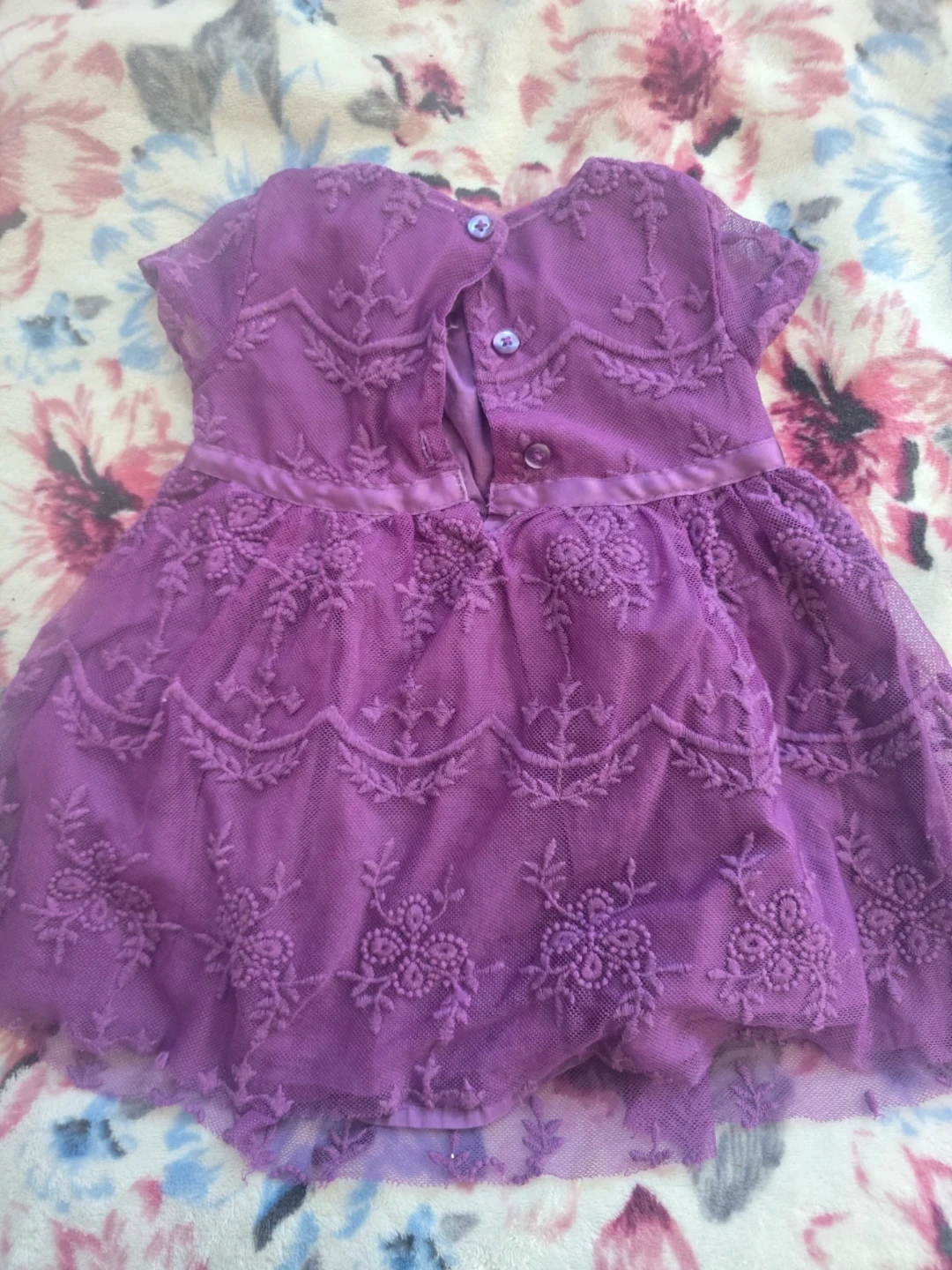 🏈Baby Girls Purple Embroidered Dress 3-6m - photo 3
