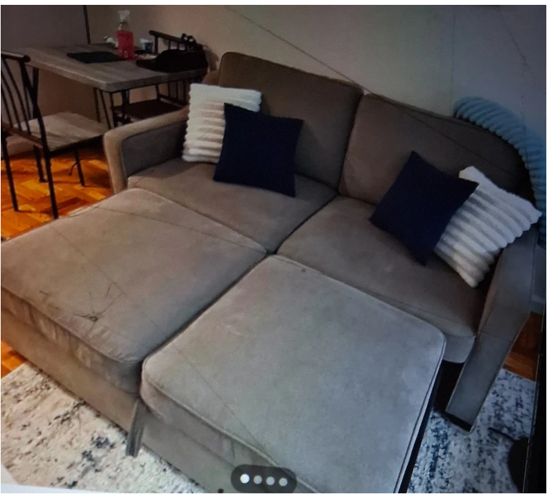Gray Sofa with Two Ottomans