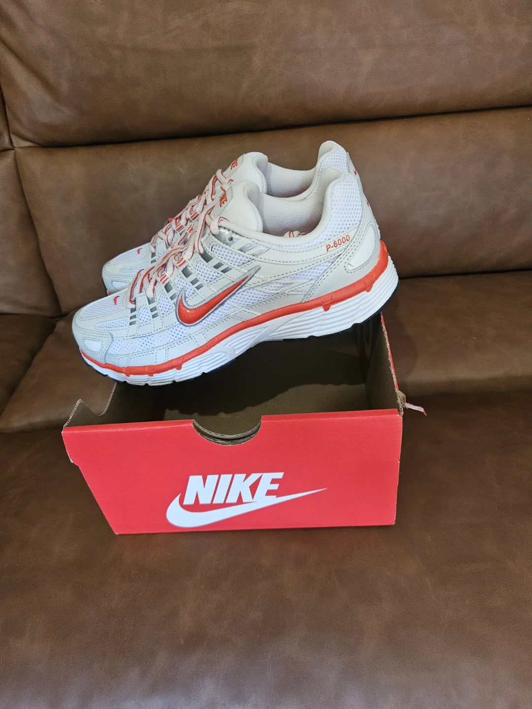 Nike P-6000 White and Picante Red Sneakers - photo 3
