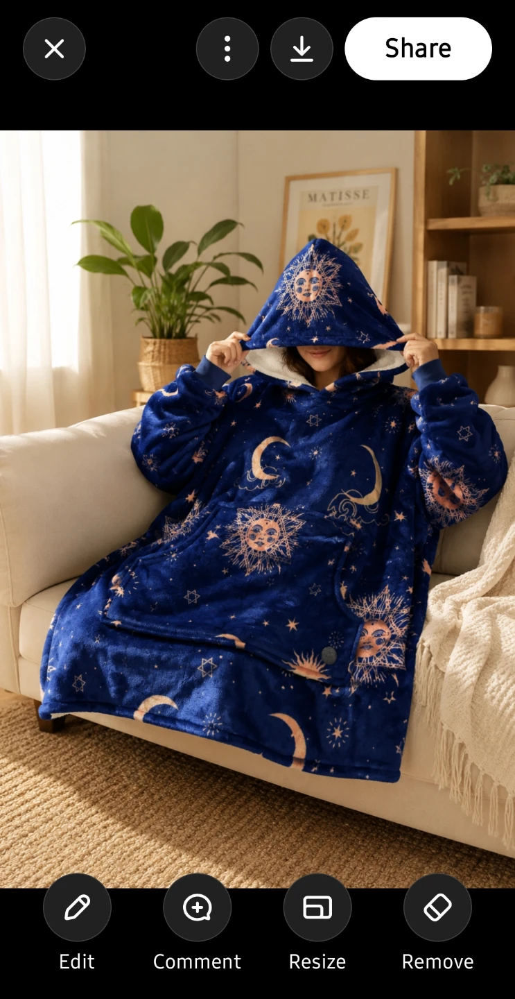 Adult Wearable Blanket Hoodie - Deep Blue Star