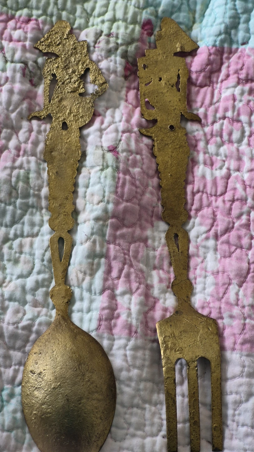 Decorative Brass Spoon and Fork Set - photo 2