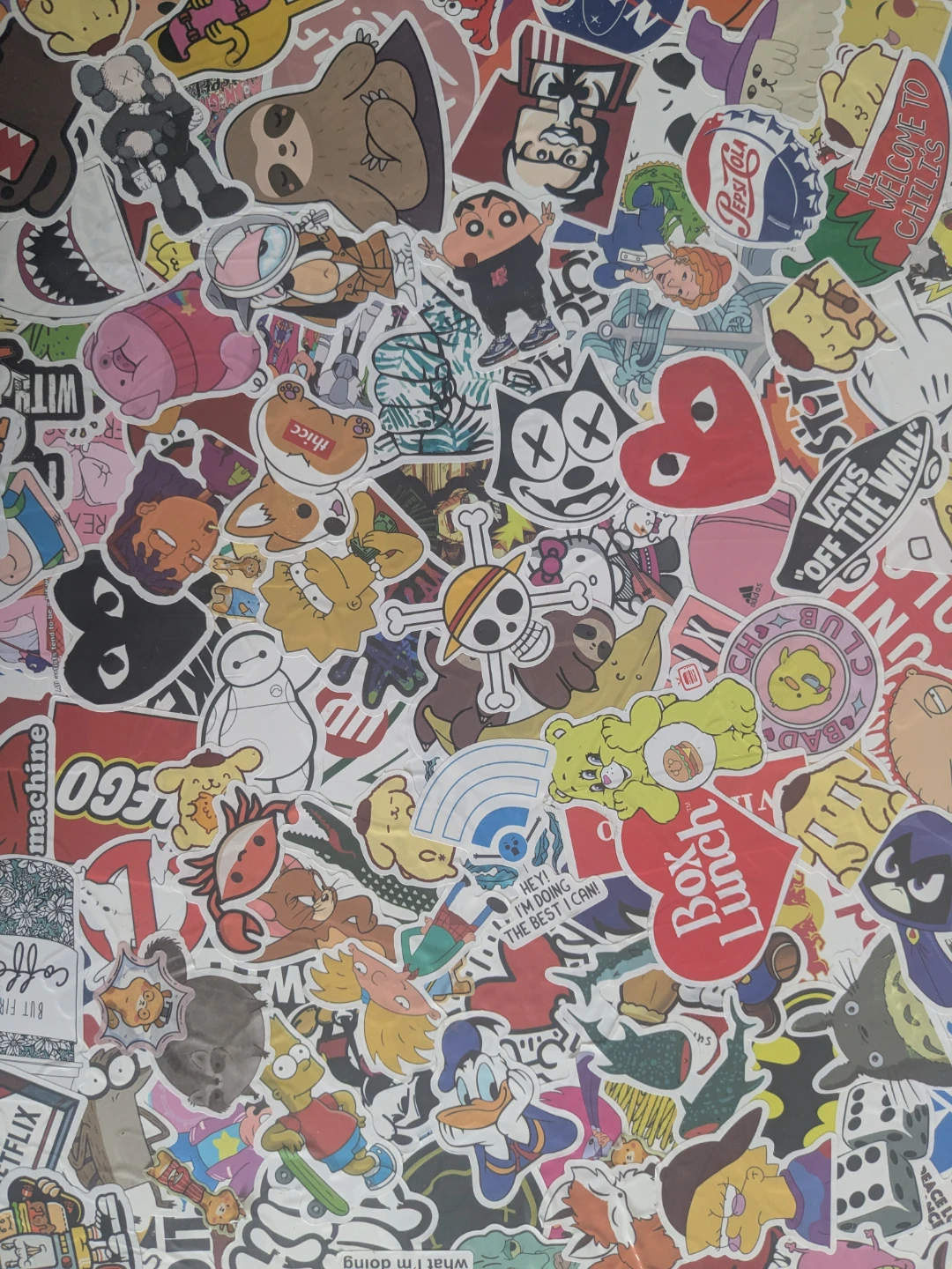 White desk with custom sticker-bombed top - photo 5