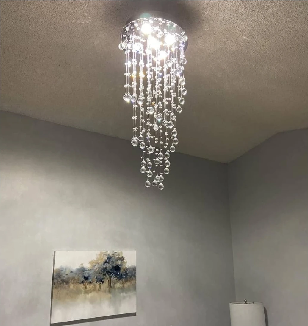 NEW Spiral Crystal Chandelier Raindrop LED Ceiling Light Fixture - photo 5