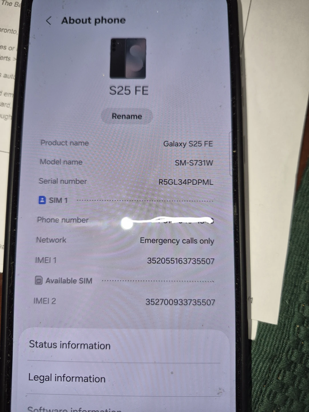 Samsung Galaxy S25 FE SM-S731W