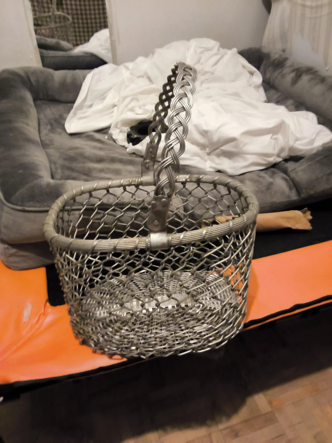Vintage Aluminum Woven Wire Basket - photo 3