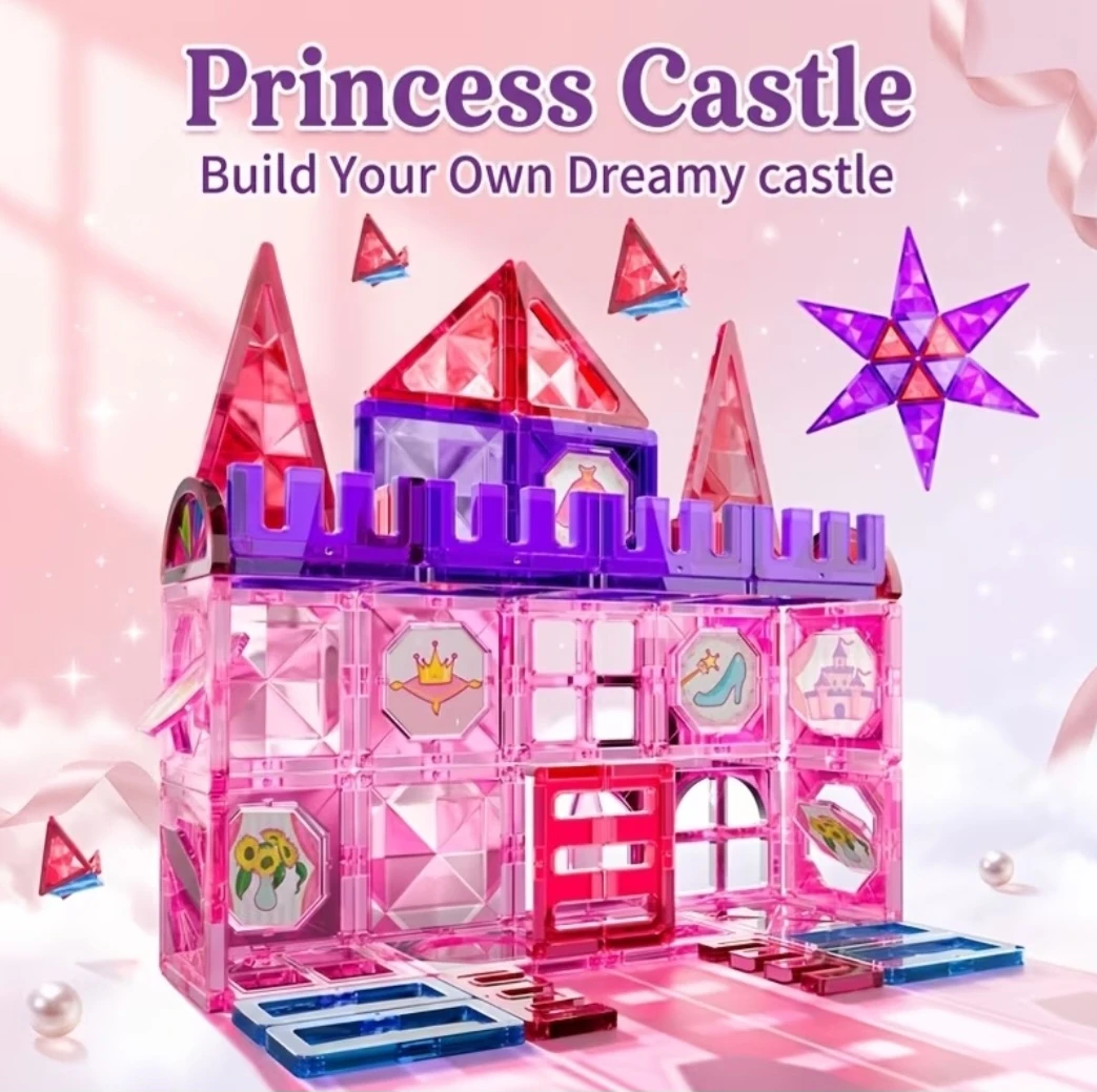 54 PCS Magnet Building Tiles Princess Castle Set