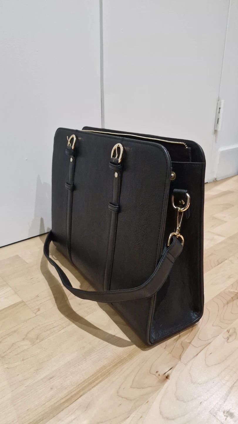 Genuine Leather Black Laptop Bag - photo 2