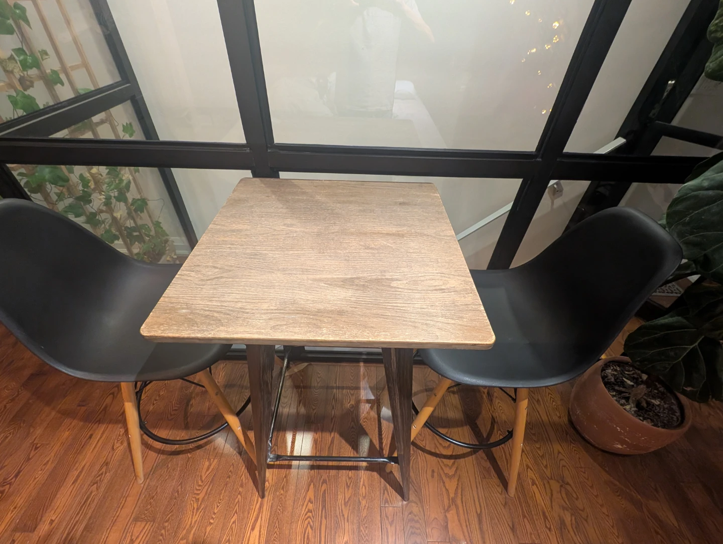 Black Bar Table and Two Stools Set - photo 2