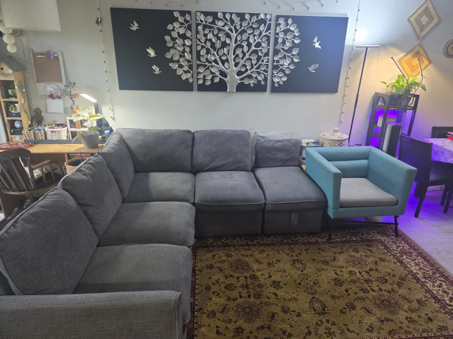 Dark Grey Sectional Sofa with Storage - photo 3