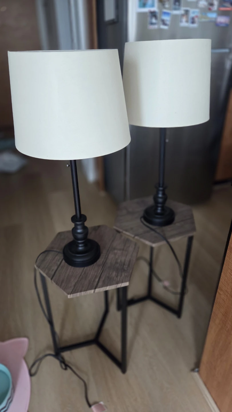 Pair of Hexagonal Side Tables with Lamps