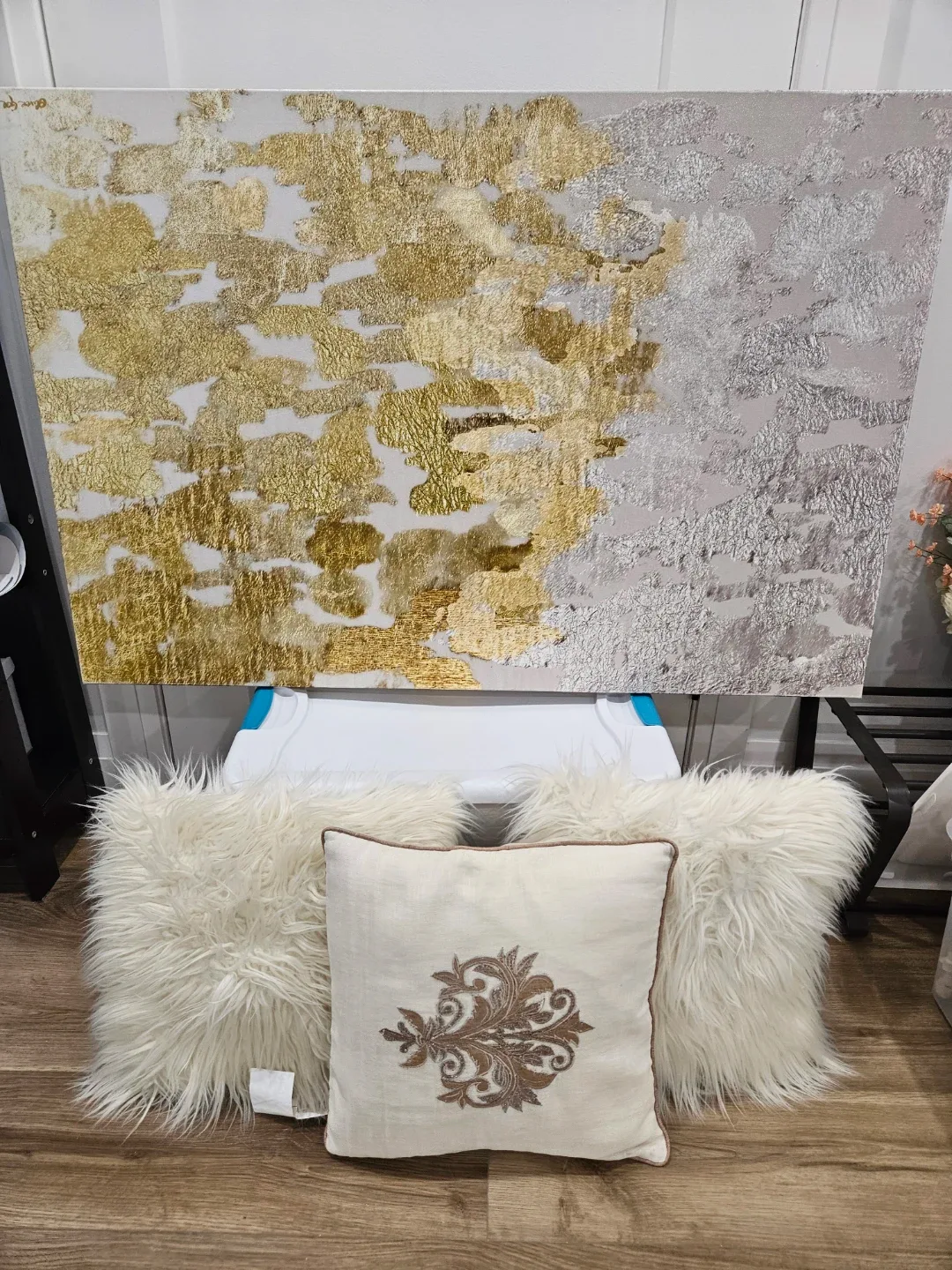 Abstract Gold and Silver Leaf Canvas Art
