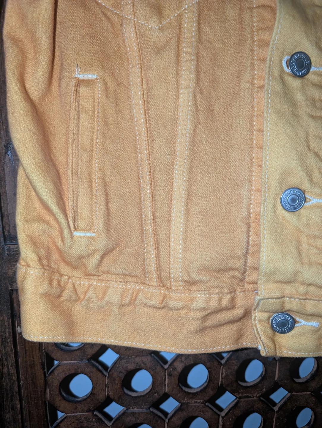 Vintage Levi's Denim Mustard Yellow Jacket - photo 4