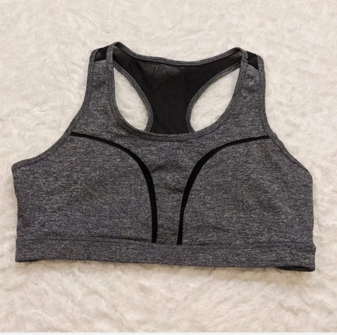 Forever 21 Sports Bra Gray & Black Mesh Size Medium