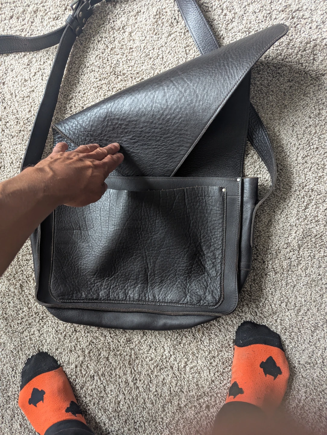 Dark Brown Leather Messenger Bag - photo 2