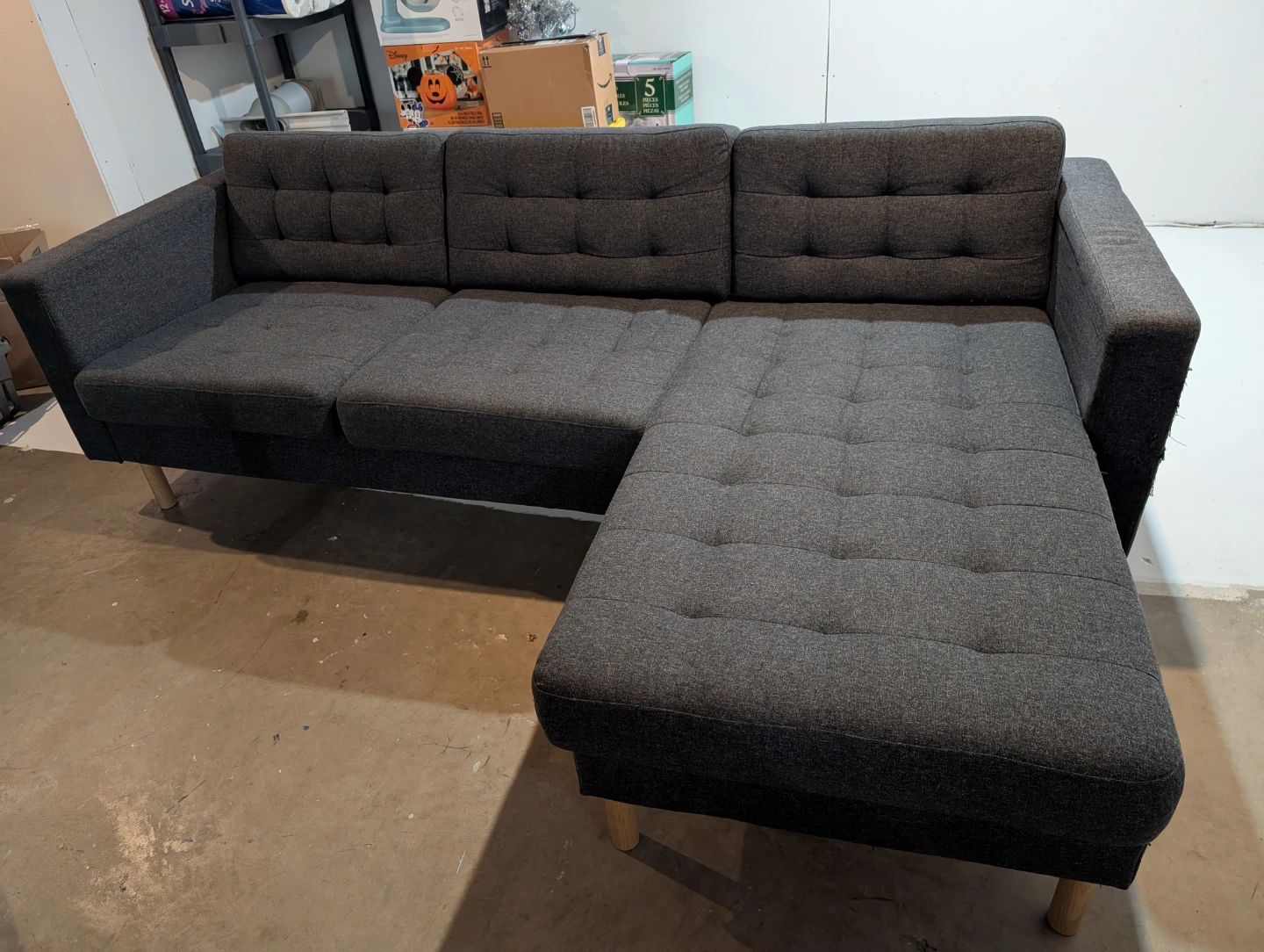 Dark Grey Mid-Century Modern Sectional Sofa - photo 2