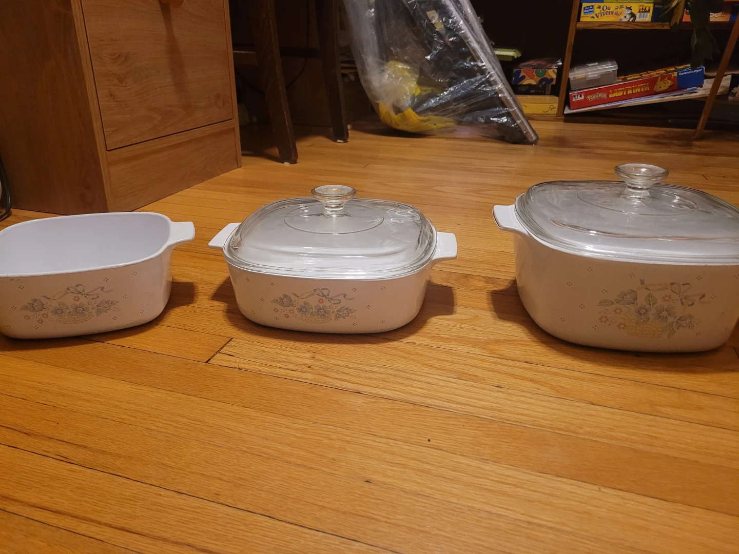 Vintage CorningWare Casserole Dish Set - Floral Pattern