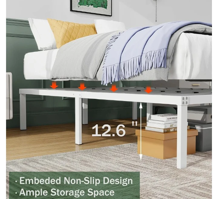 White Metal Platform Bed Frame - photo 4
