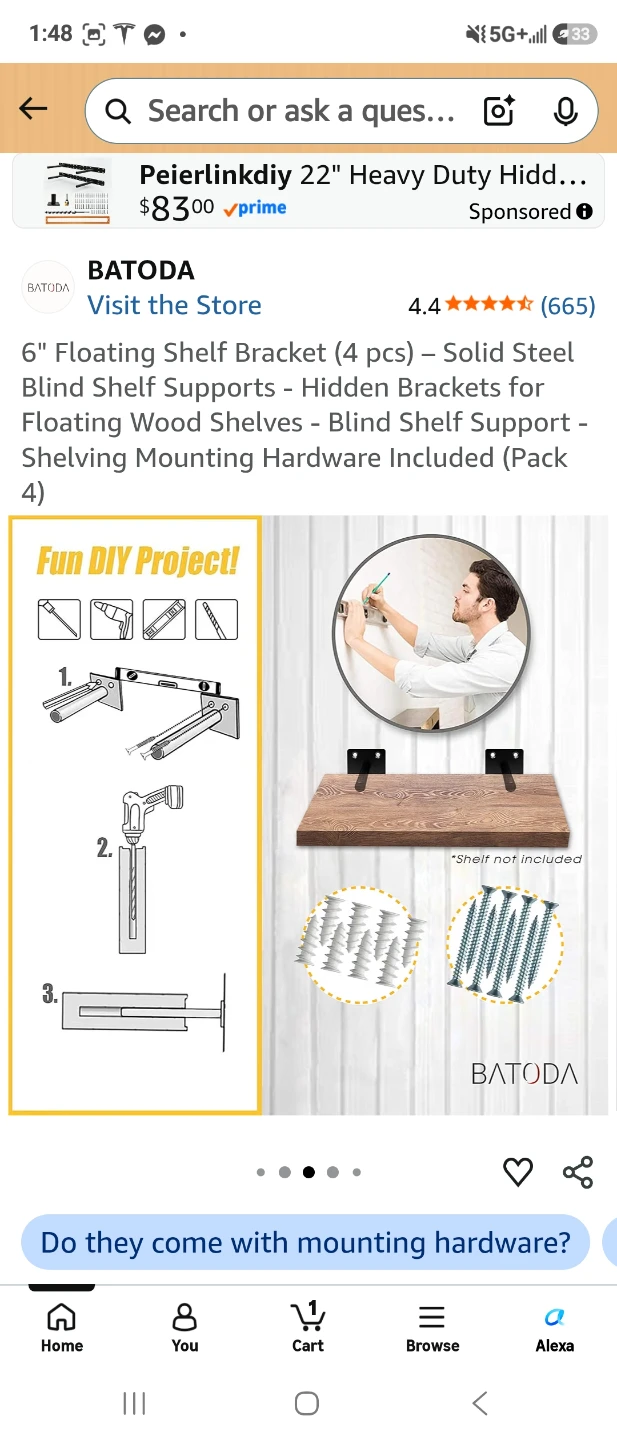 BATODA 6 inch Floating Shelf Brackets (4 pcs) - photo 5
