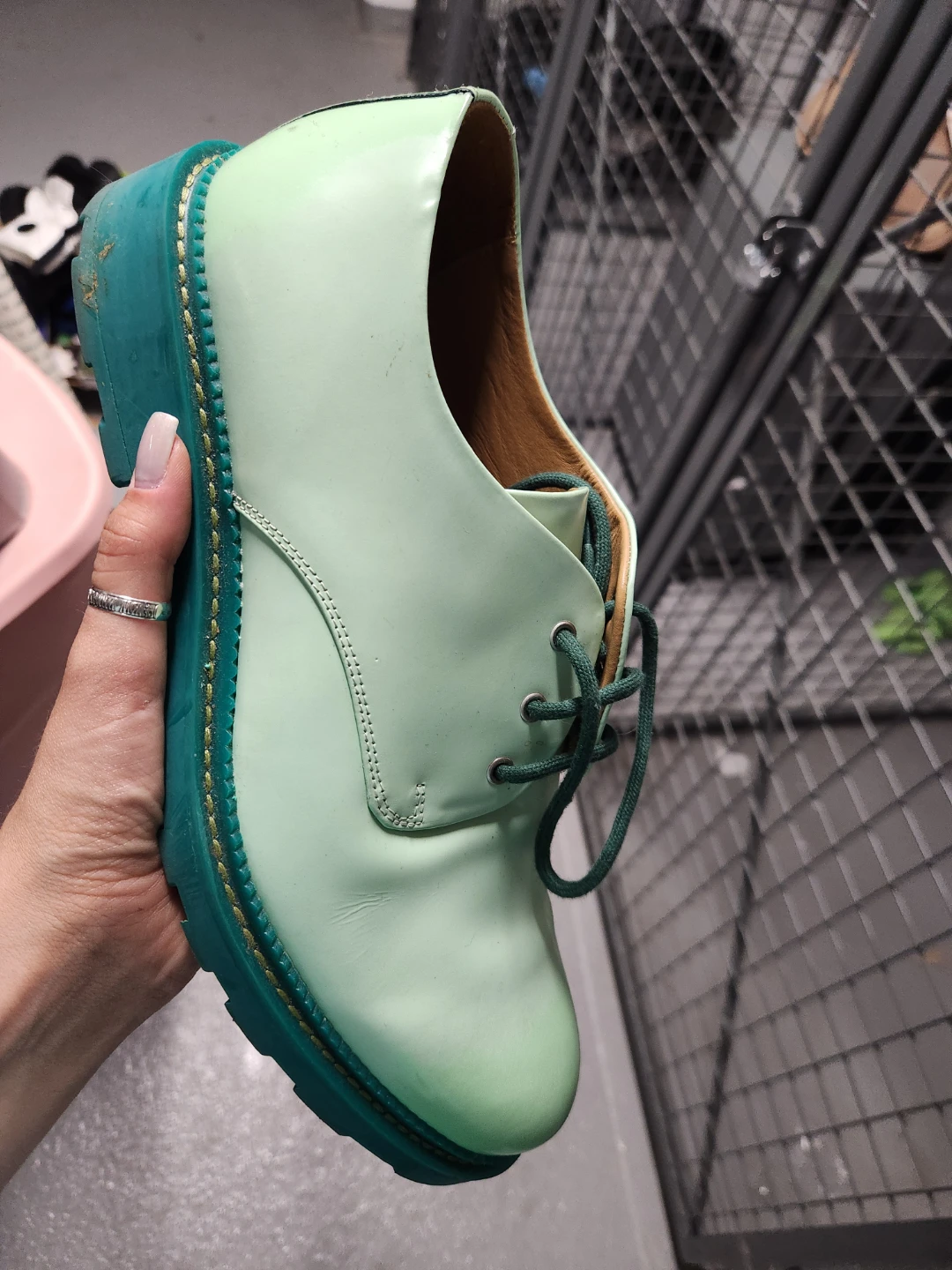 Mint Green Leather Fluevog - photo 2