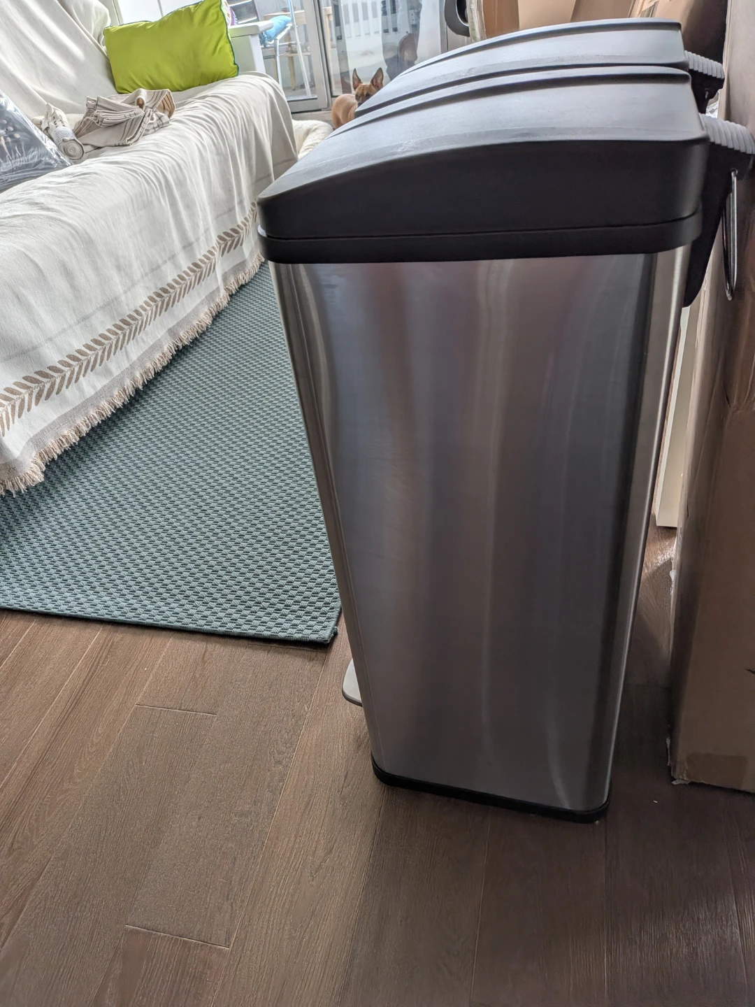 Dual Compartment Stainless Steel Recycling Bin - photo 2